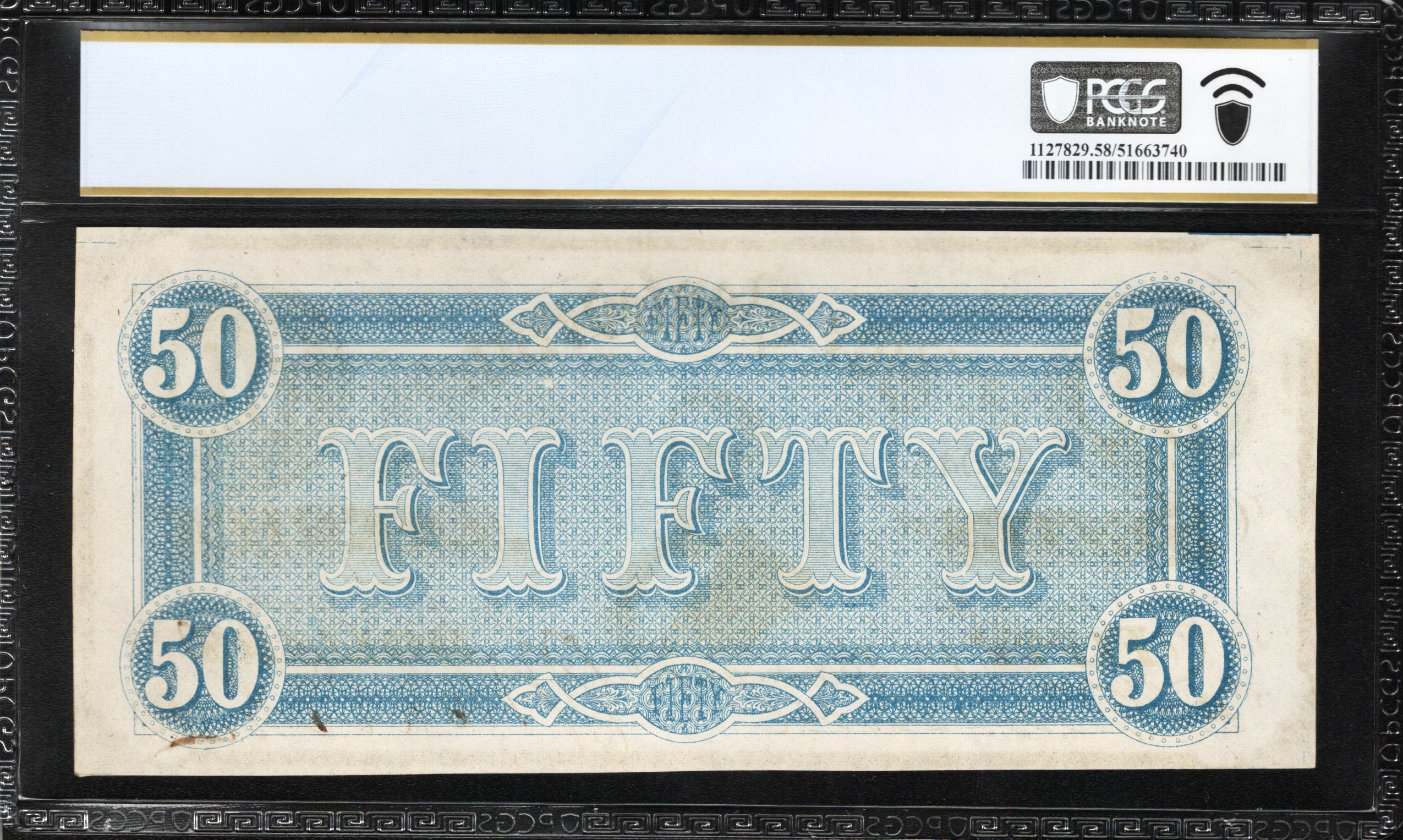 T-66 1864 $50 CONFEDERATE CURRENCY PCGS 58 CIVIL WAR BILL 72045