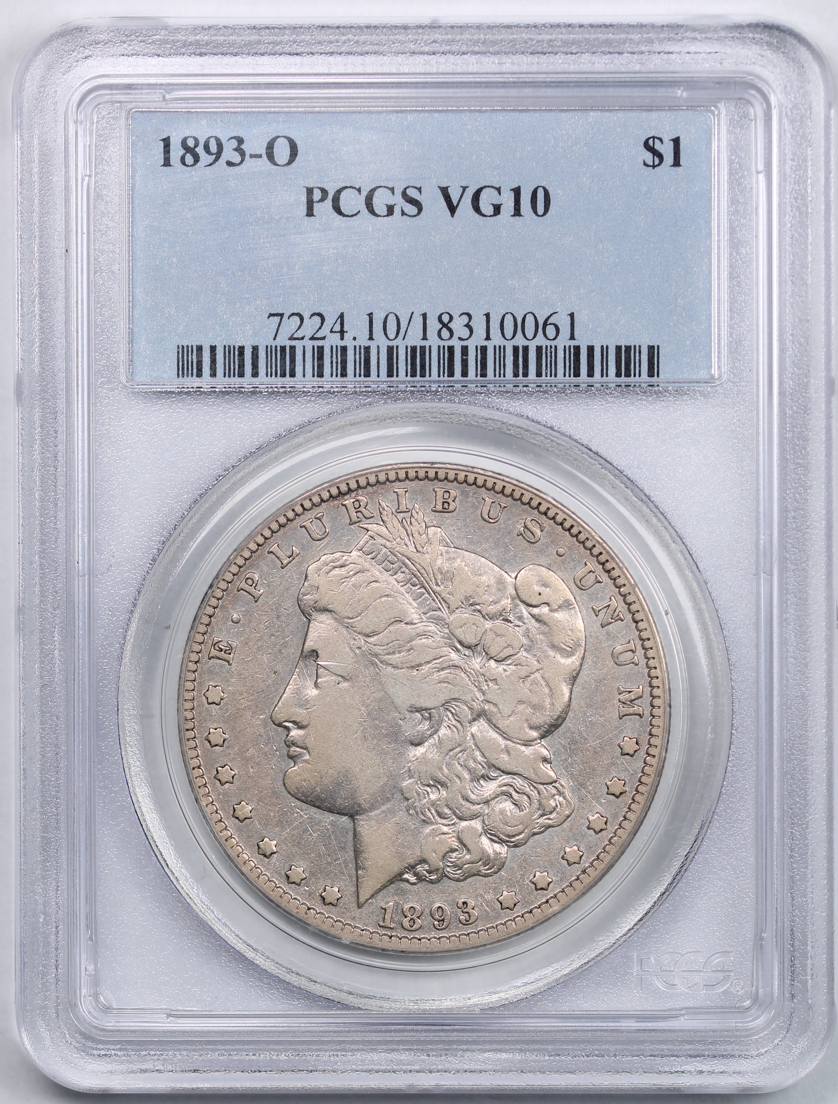 1893-O $1 MORGAN SILVER DOLLAR PCGS VG10 NEW ORLEANS 85478