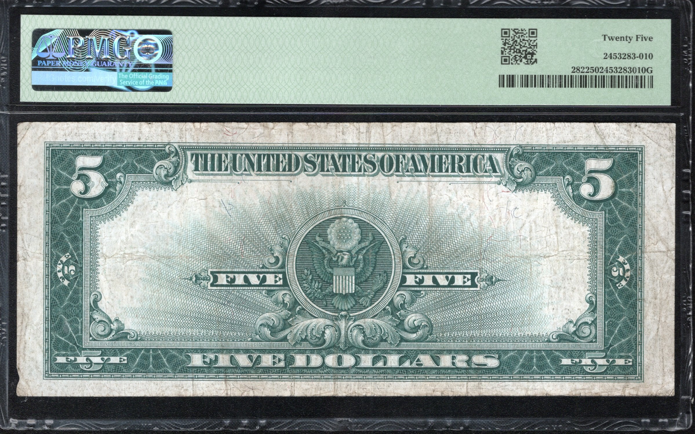 1923 $5 Silver Certificate "Porthole" PMG 25 Fr 282 i13083