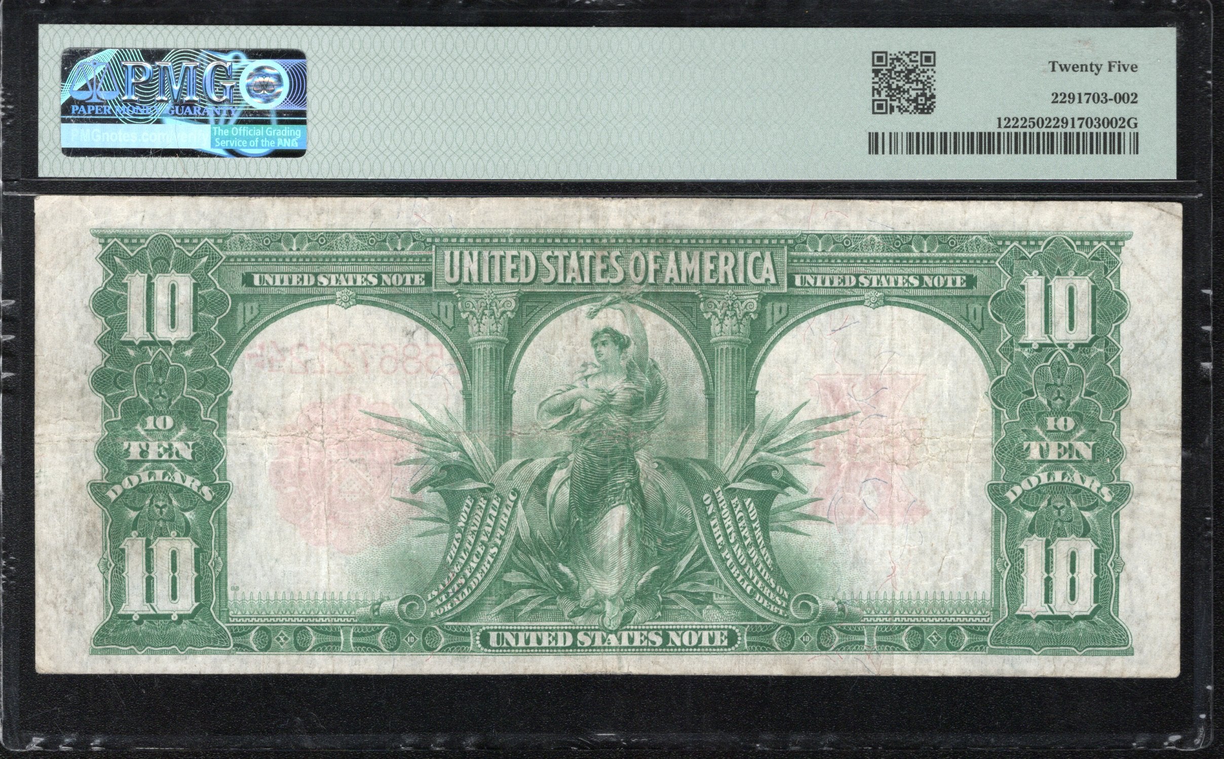 1901 $10 LEGAL TENDER BISON NOTE PMG 25 Fr 122 72124