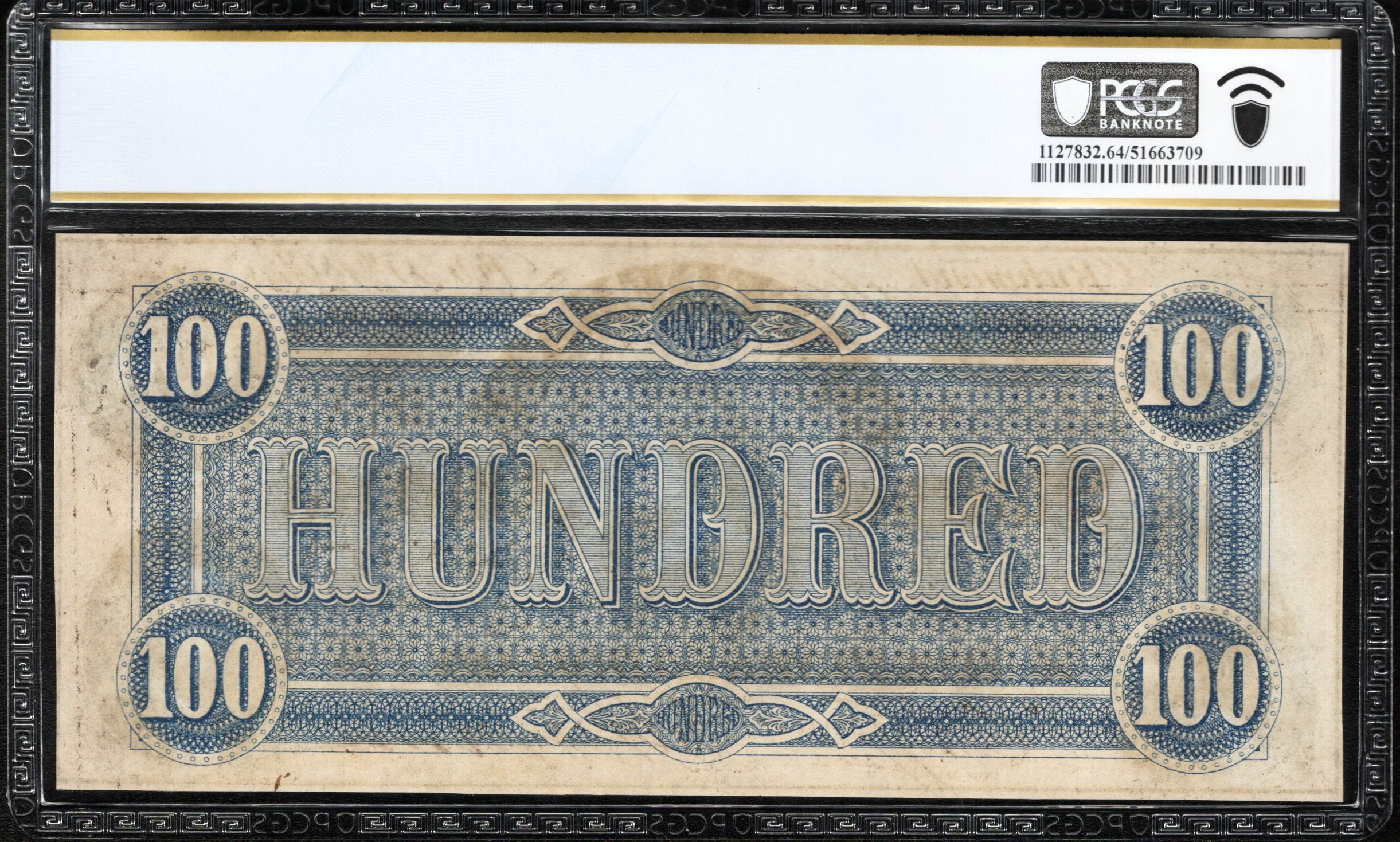 T-65 1864 $100 CONFEDERATE CURRENCY PCGS 64 EPQ LUCY PICKENS CIVIL WAR 15132