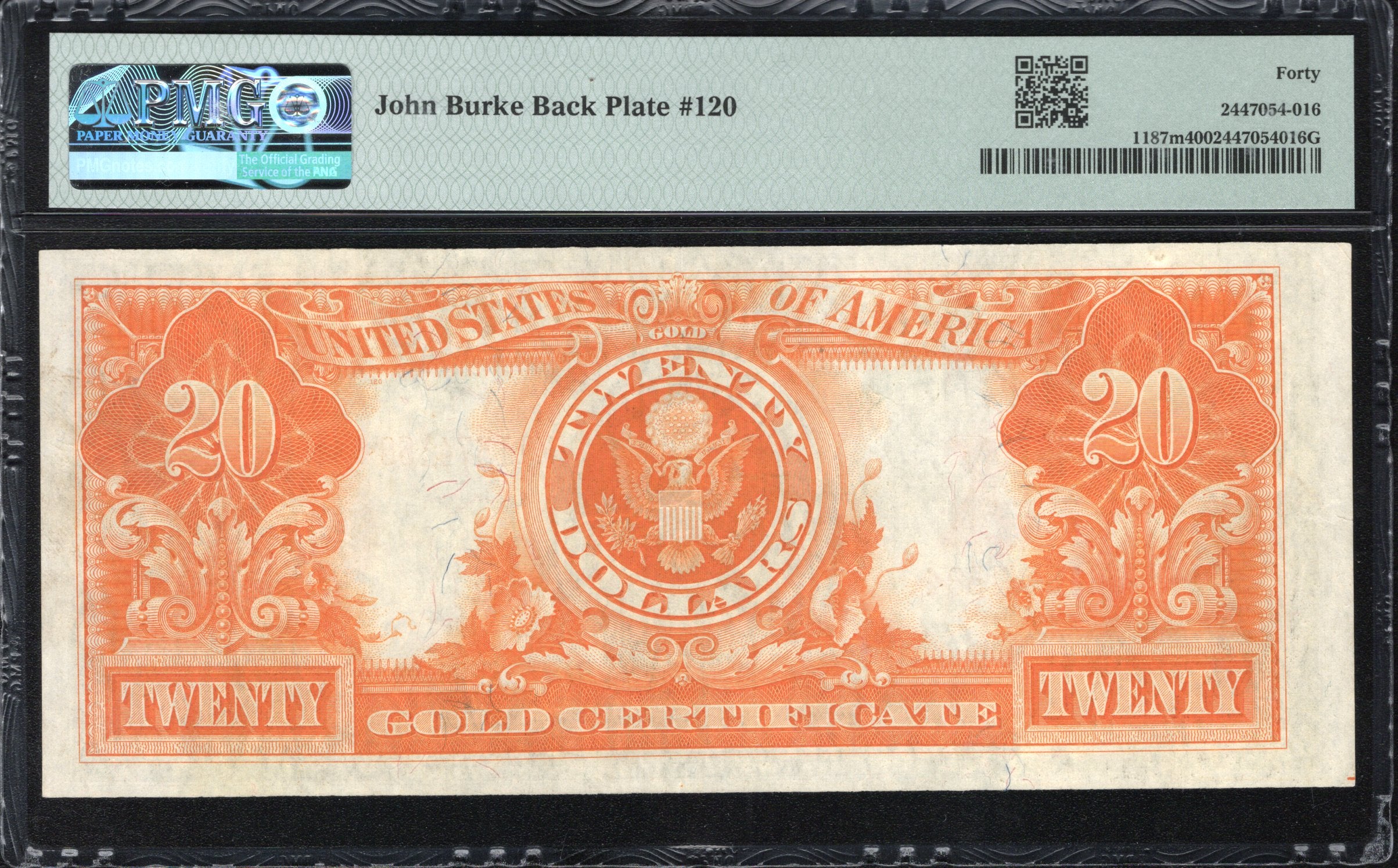 1922 $20 GOLD CERTIFICATE MULE PMG 40 Fr 1187m 74158