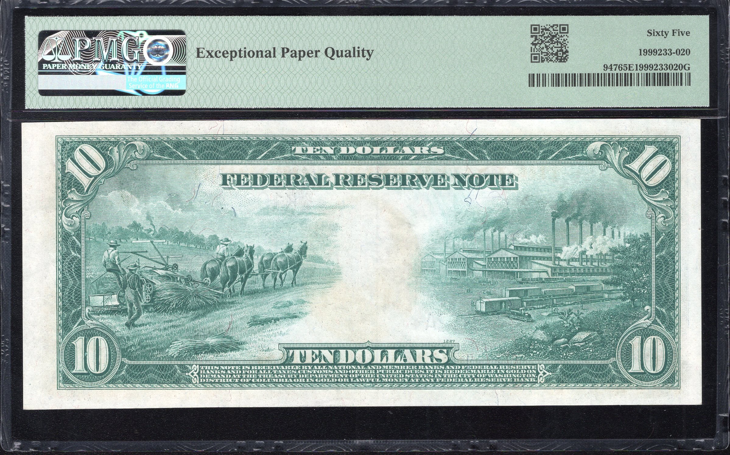1914 $10 DALLAS FRN FEDERAL RESERVE NOTE PMG 65 EPQ Fr 947 04862