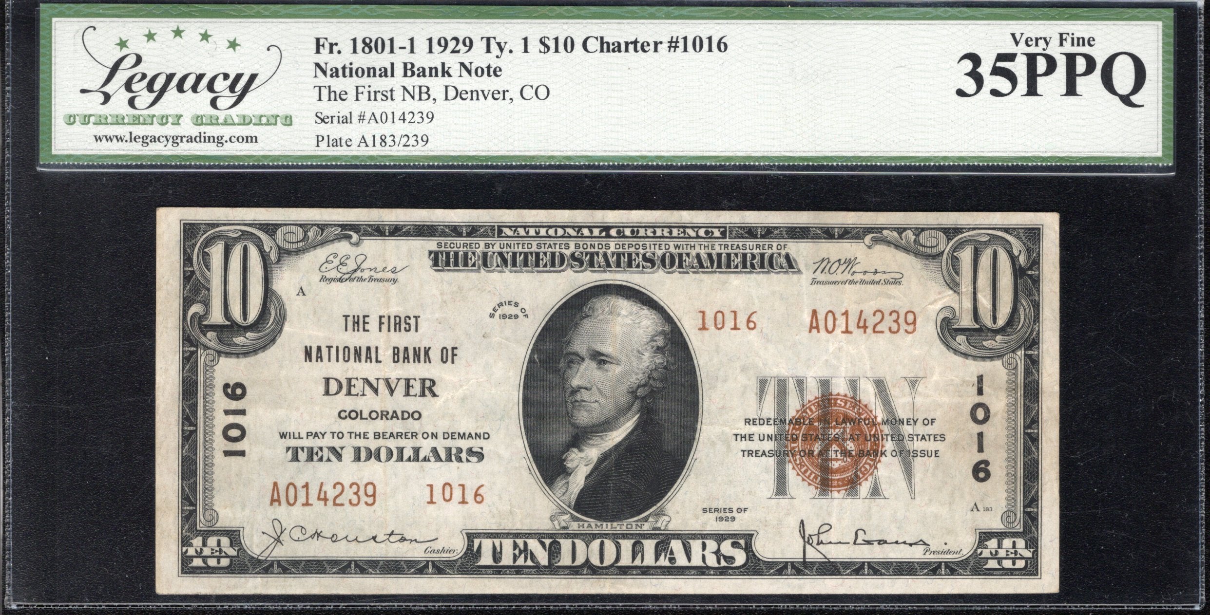 1929 $10 DENVER, CO NATIONAL BANK NOTE TYPE II LEGACY 35 PPQ COLORADO 14239