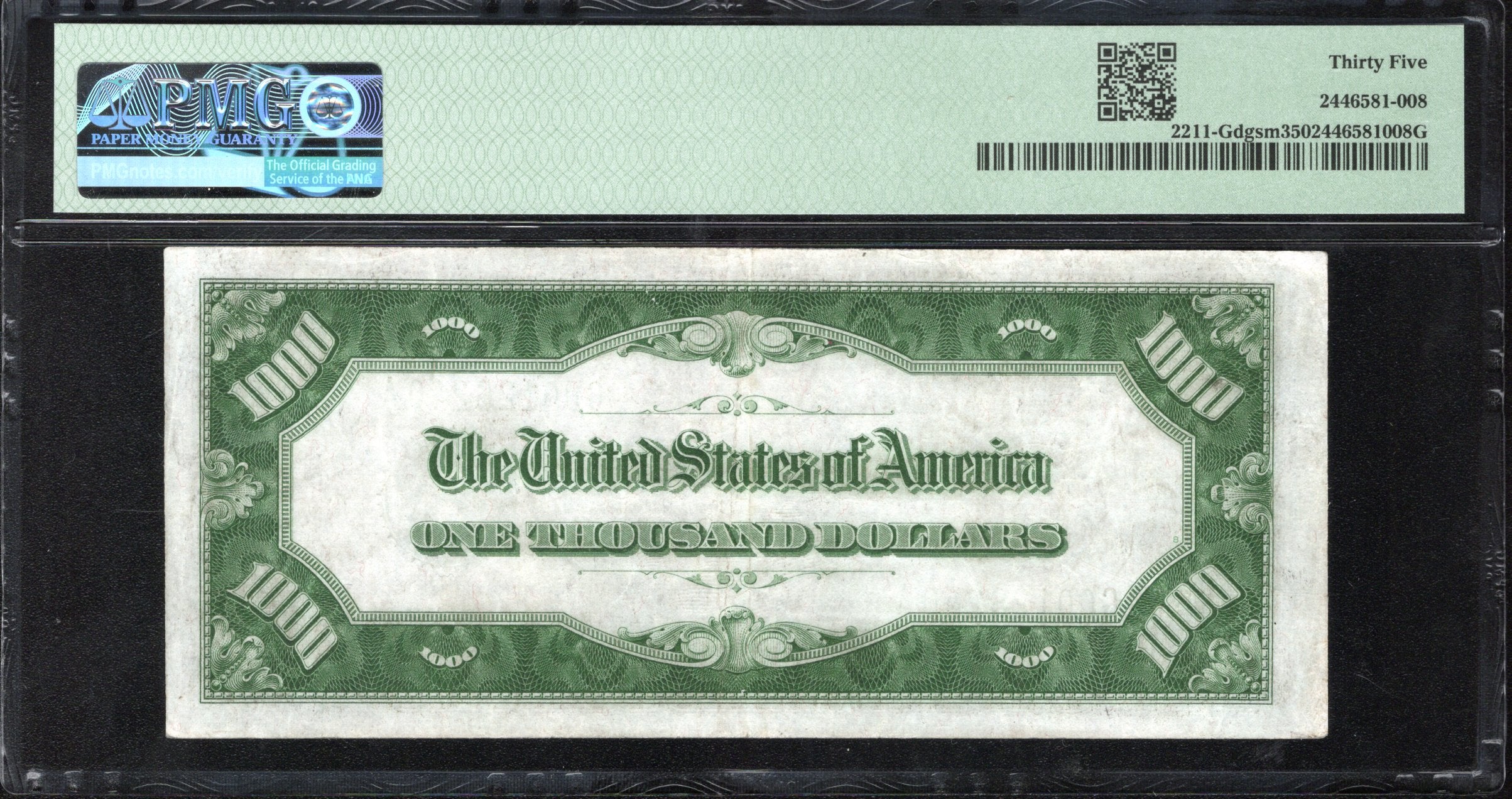 1934 $1000 CHICAGO ONE THOUSAND DOLLAR BILL FRN PMG 35 Fr 2211-g MULE 26240