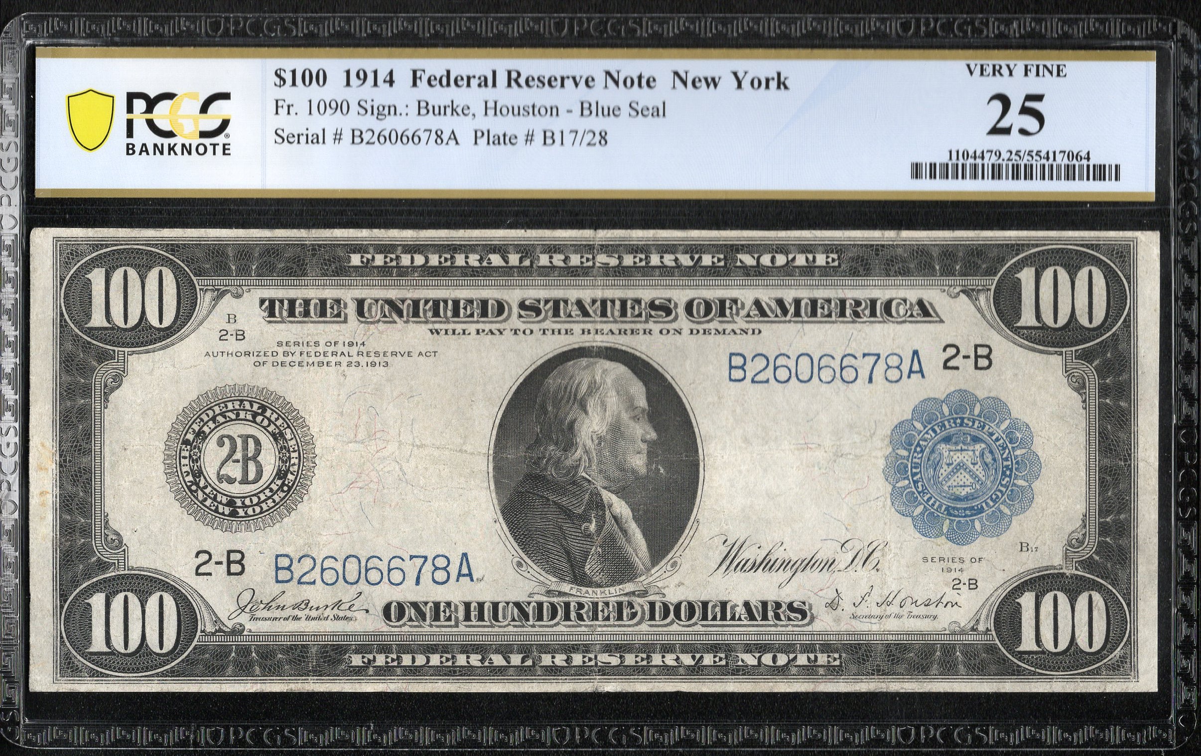1914 $100 NEW YORK FEDERAL RESERVE NOTE FRN PCGS 25 COMMENT Fr 1090 06678