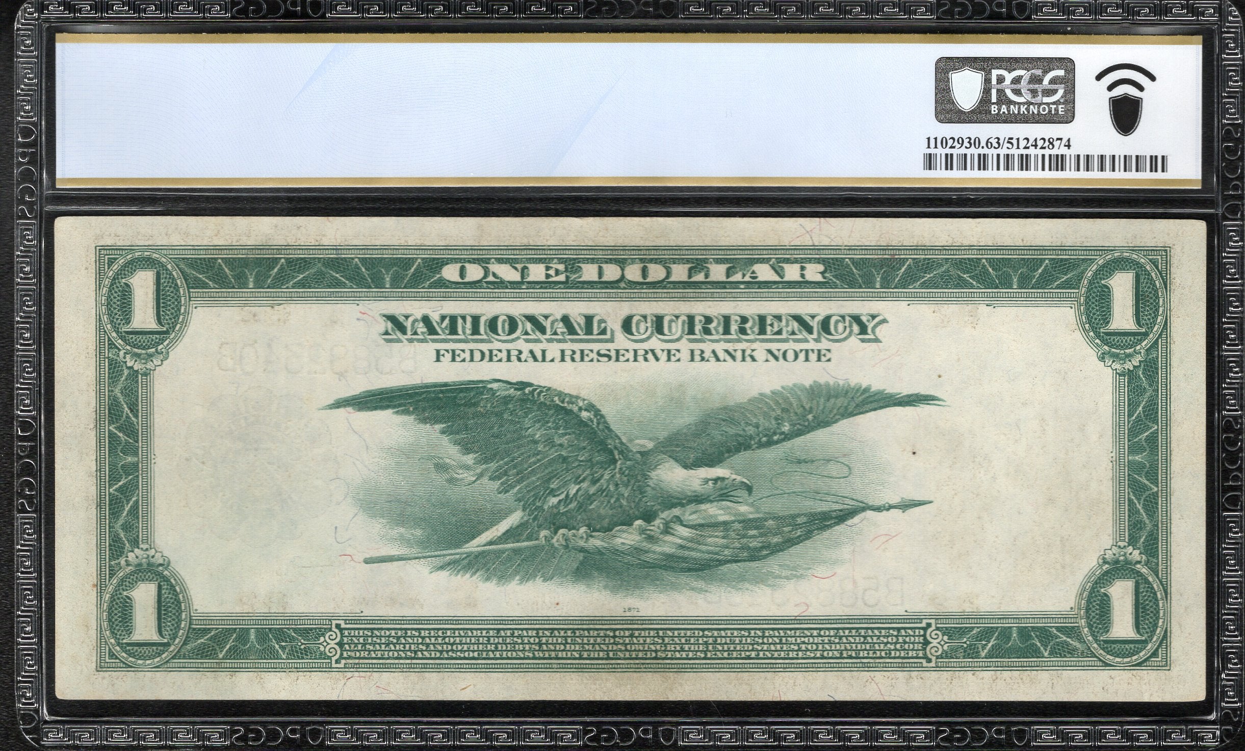 1918 $1 NEW YORK FRBN FEDERAL RESERVE BANK NOTE PCGS 63 Fr 713 82340
