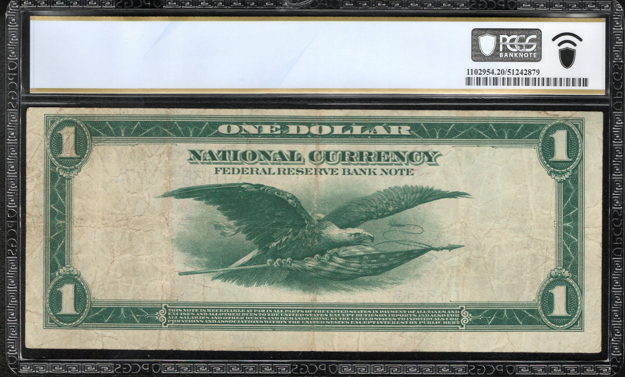 1918 $1 CLEVELAND FRBN "GREEN EAGLE" FEDERAL RESERVE PCGS 20 Fr 719 13377