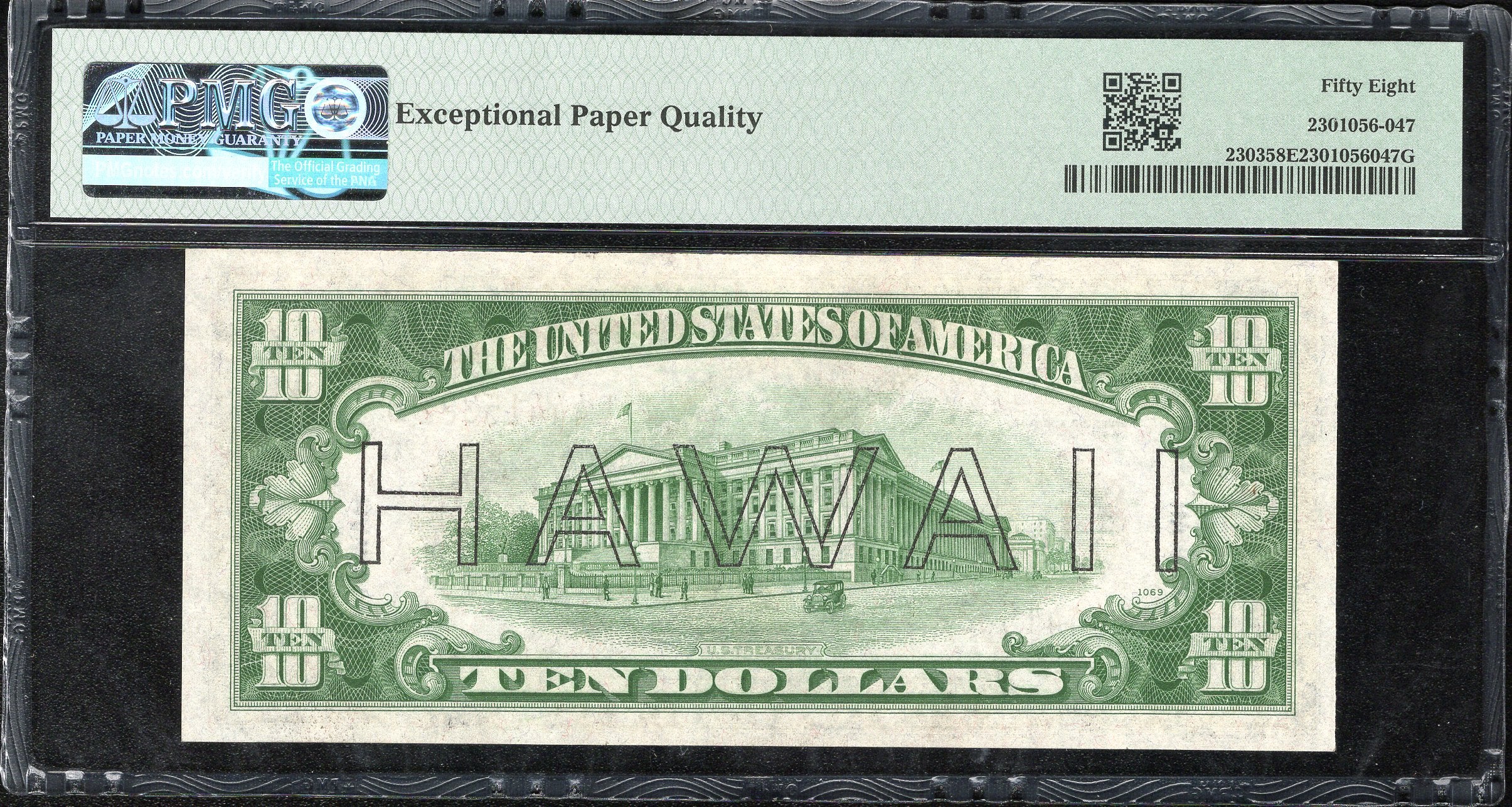 1934-A $10 HAWAII WWII EMERGENCY NOTE FRN PMG 58 EPQ WWII CURRENCY Fr 2303 15382