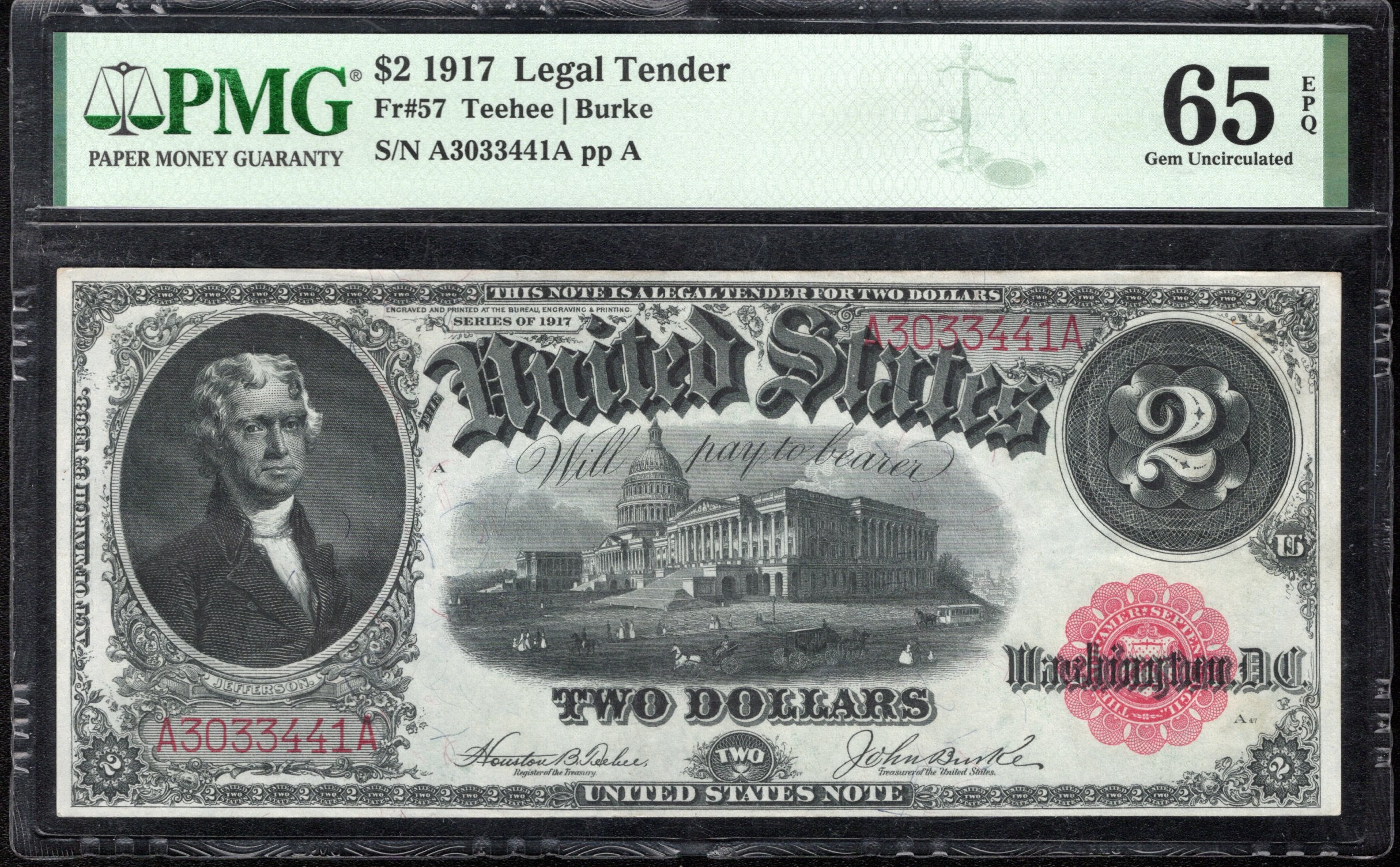 1917 $2 Legal Tender "Bracelet Back" PMG 65 EPQ Fr 57 33441