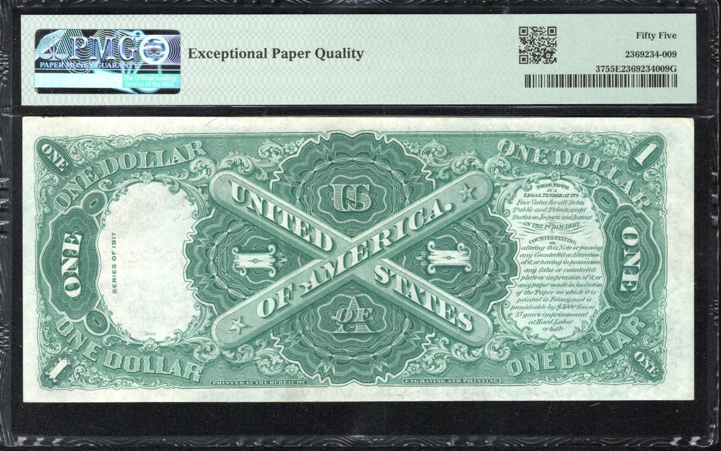 1917 $1 Legal Tender "Sawhorse" PMG 55 EPQ Fr 37 n84445