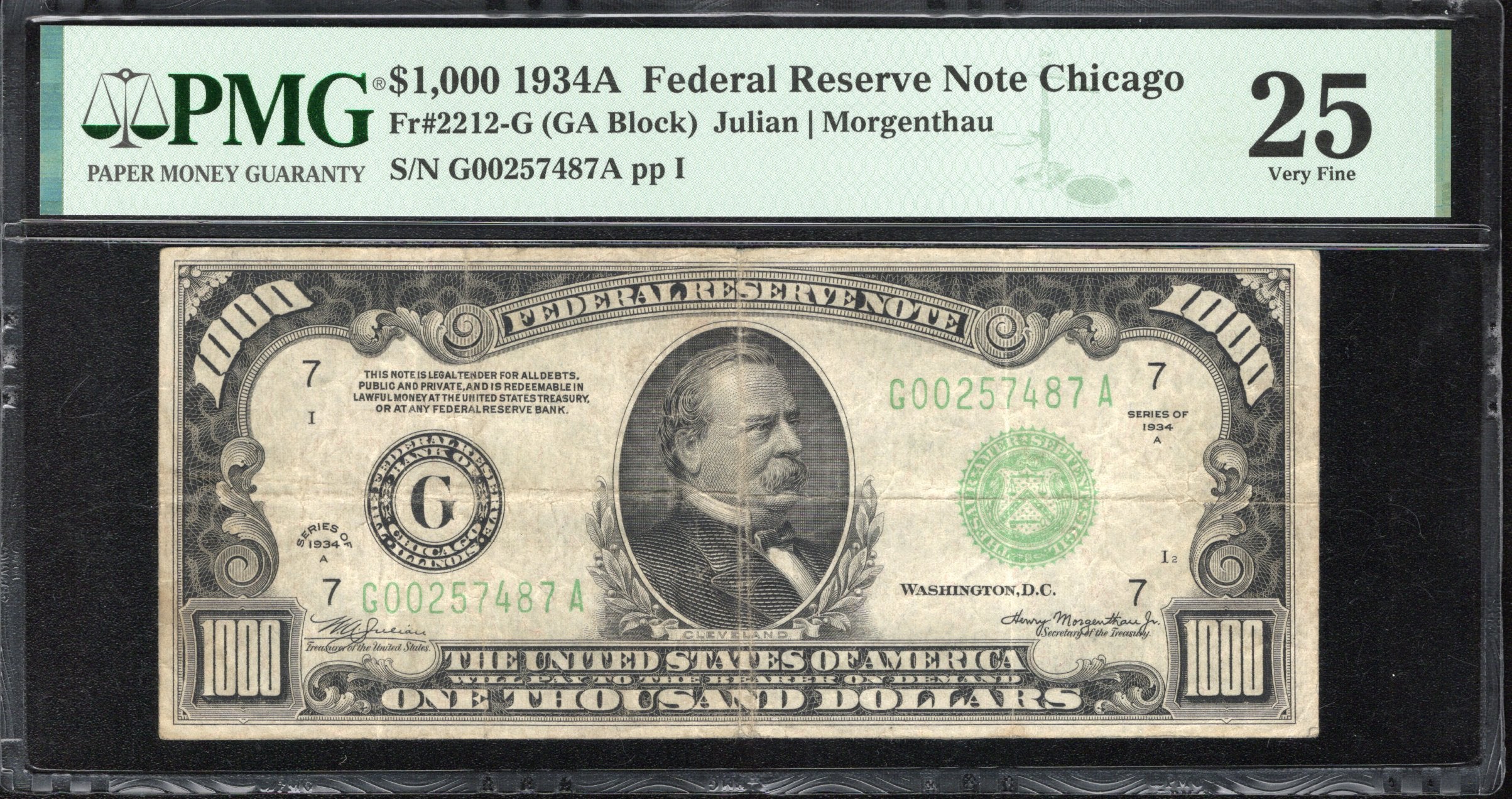 1934-A $500 CHICAGO FIVE HUNDRED DOLLAR BILL FRN PMG 25 Fr 2212-G 57487