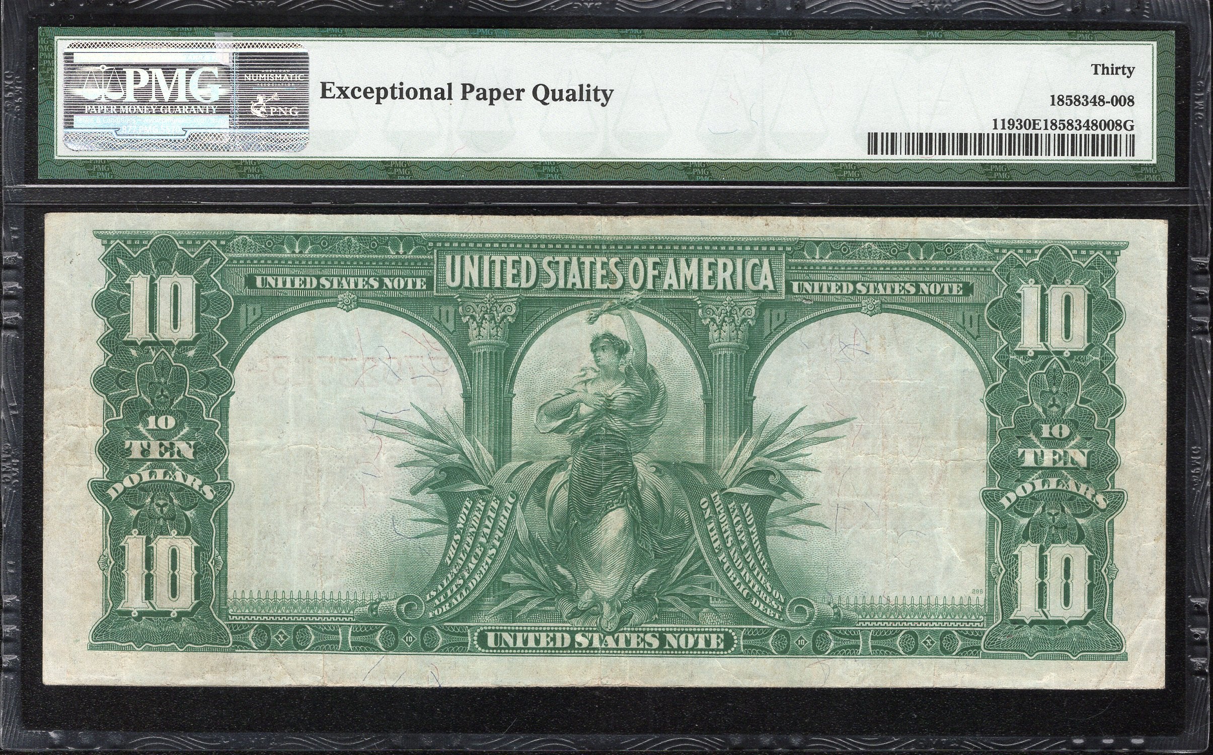 1901 $10 LEGAL TENDER BISON NOTE PMG 30 EPQ Fr 119 23515