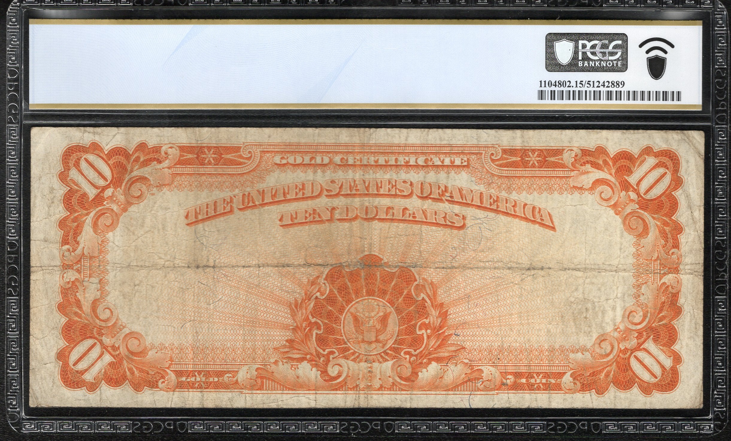 1922 $10 GOLD CERTIFICATE "HILLEGAS" PCGS 15 TEN DOLLAR BILL Fr 1173 36525