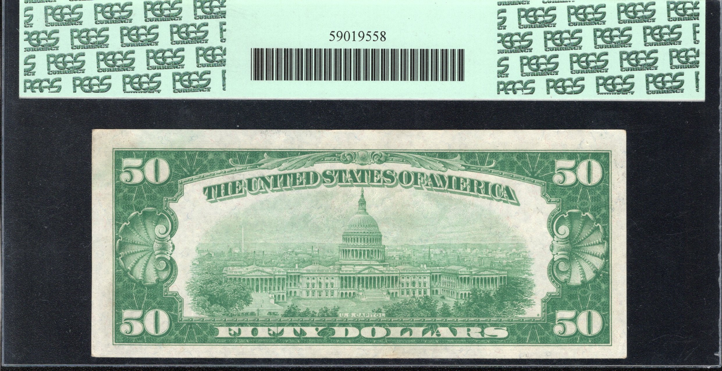 1928 $50 CLEVELAND NUMERICAL FRN Federal Reserve Note PCGS 58 PPQ Fr 2050-D 5537