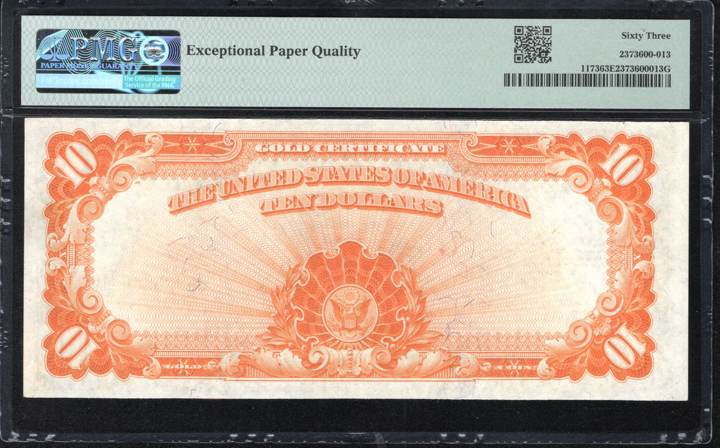 1922 $10 GOLD CERTIFICATE PMG 63 EPQ Fr 1173 29543