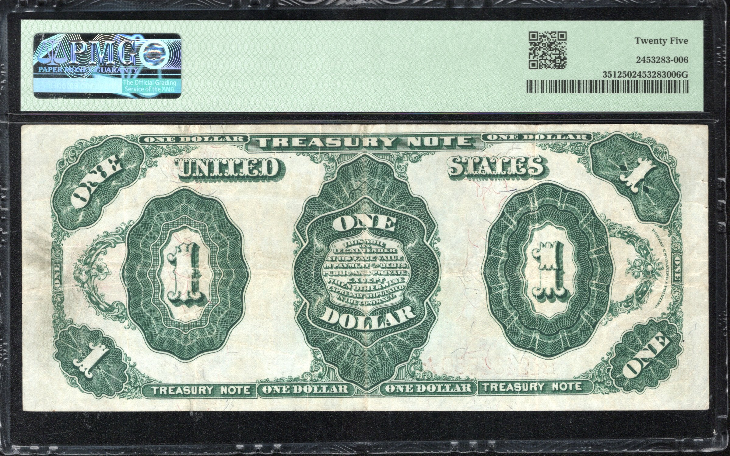 1891 $1 Treasury Note "Stanton" PMG 25 Fr 351 n54550