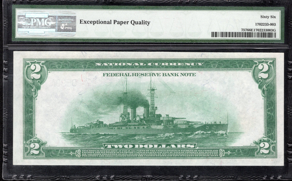1918 $2 BATTLESHIP FEDERAL RESERVE BANK NOTE CLEVELAND FRBN PMG 66 EPQ Fr 757