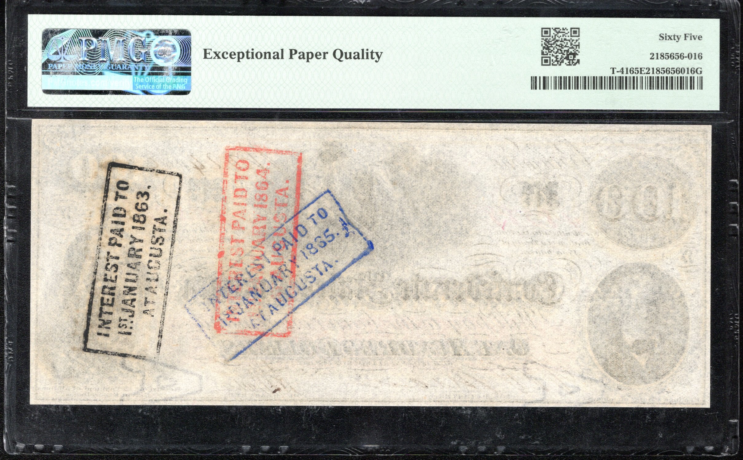 T-41 1862 $100 Confederate Currency PMG 65 EPQ Civil War Bill i48588