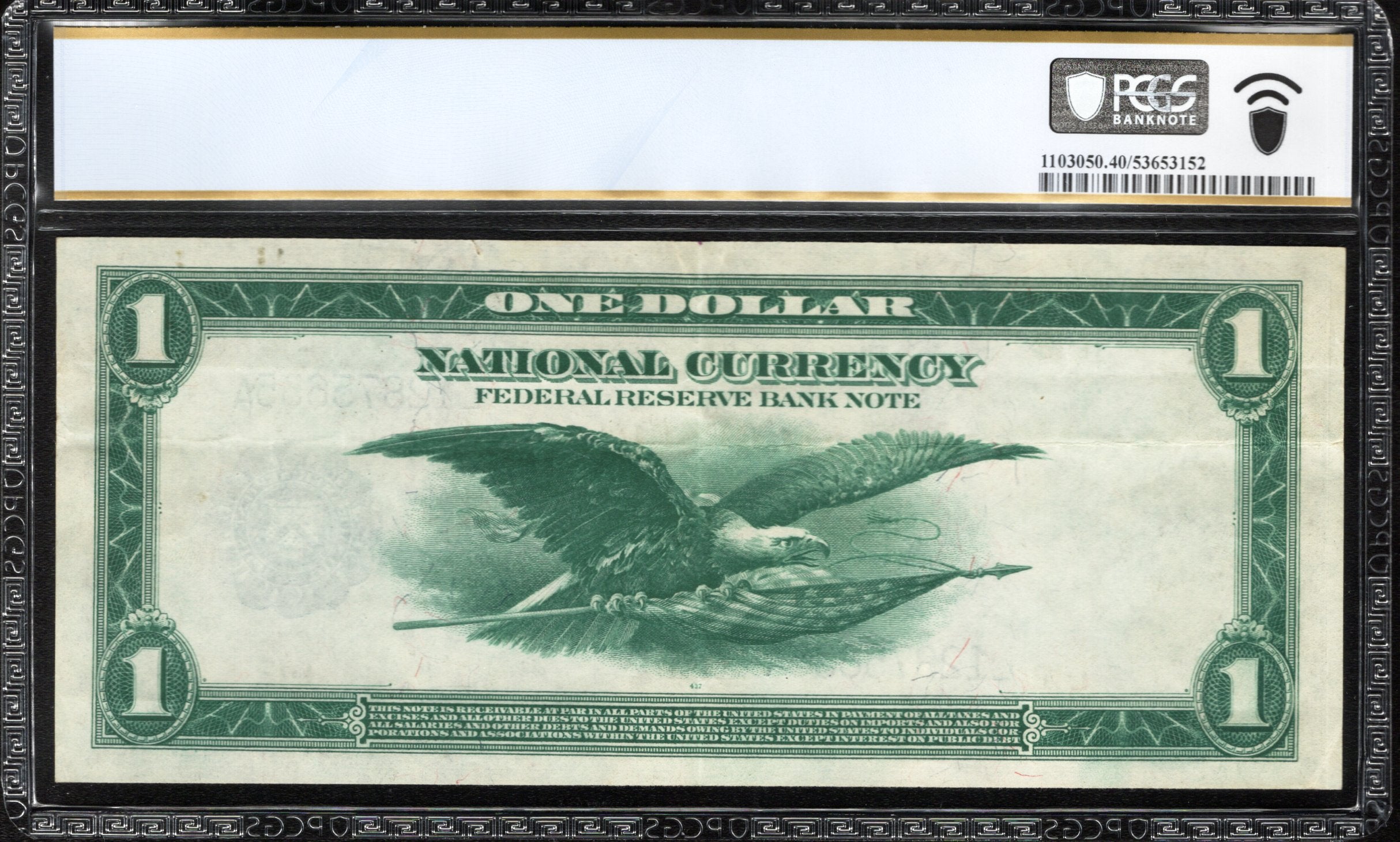 1918 $1 SAN FRANCISCO FRBN GREEN EAGLE PCGS 40 PPQ Fr 743 75635