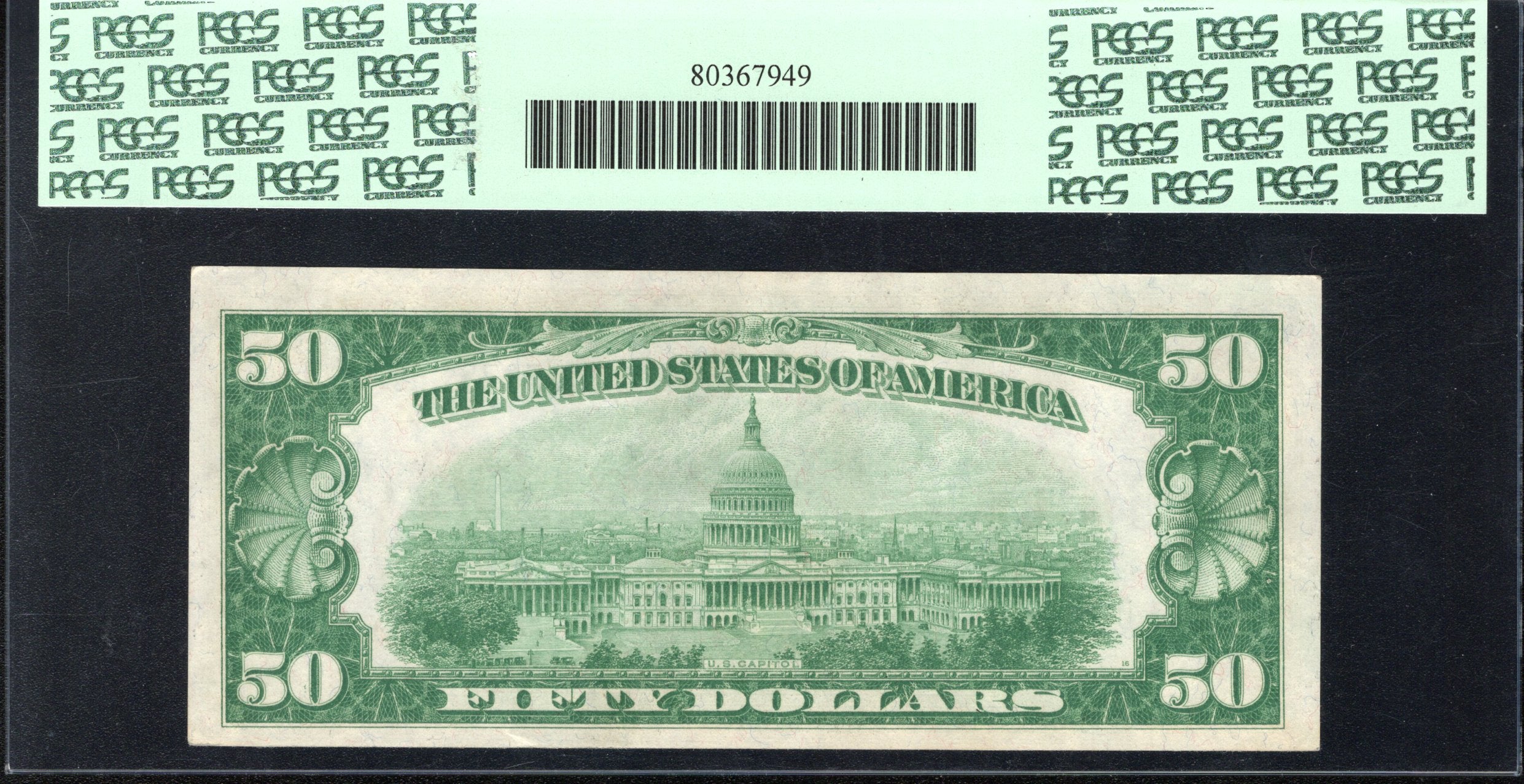 1928 $50 CLEVELAND NUMERICAL FRN Federal Reserve Note PCGS 58 PPQ Fr 2050-D 3778