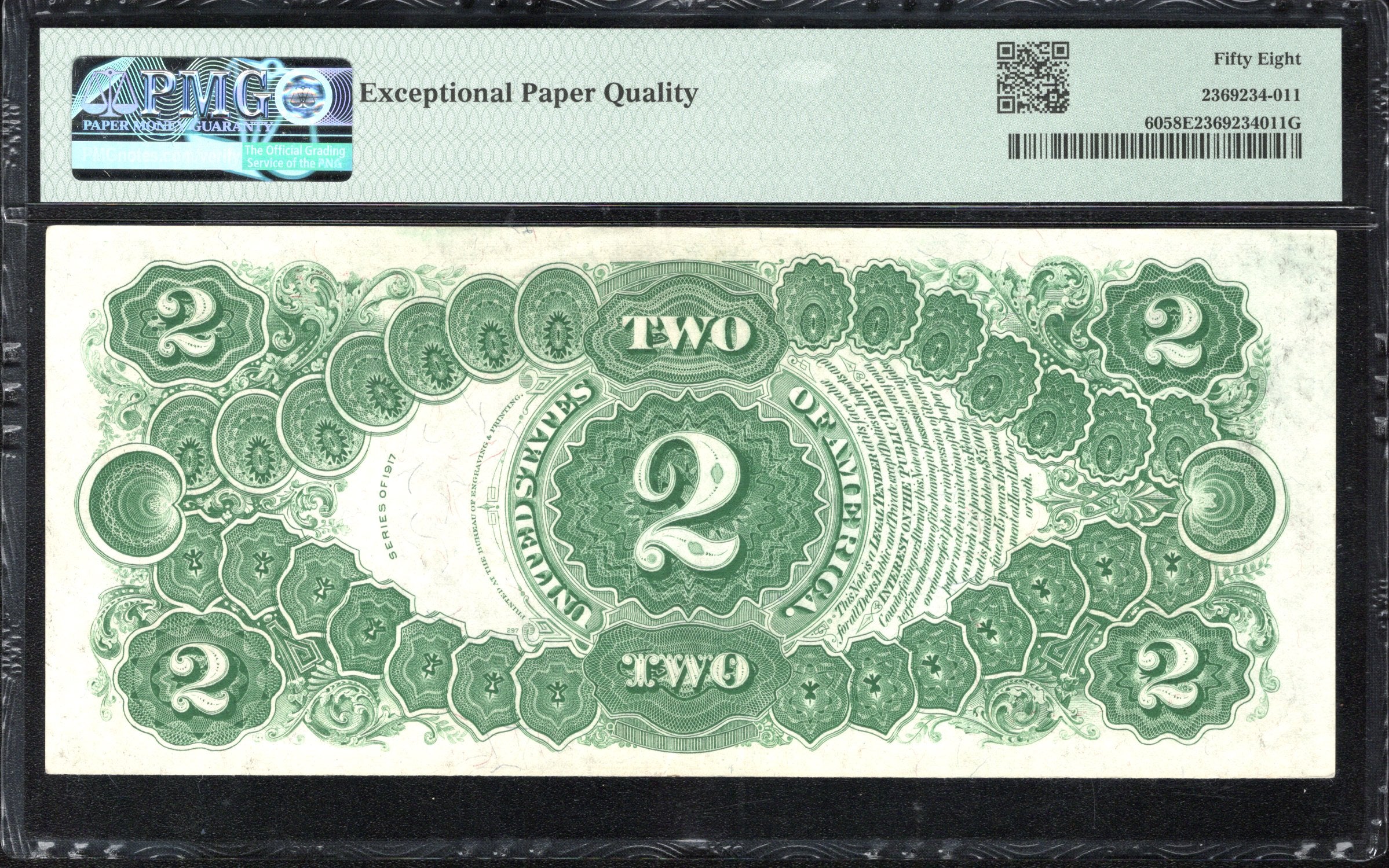 1917 $2 Legal Tender "Bracelet Back" PMG 58 EPQ Fr 60 n11849