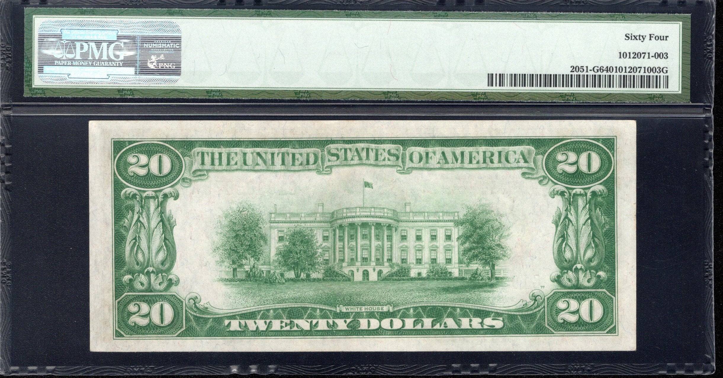 1928-A $20 CHICAGO NUMERICAL FRN Federal Reserve Note PMG 64 Fr 2051-G 85875