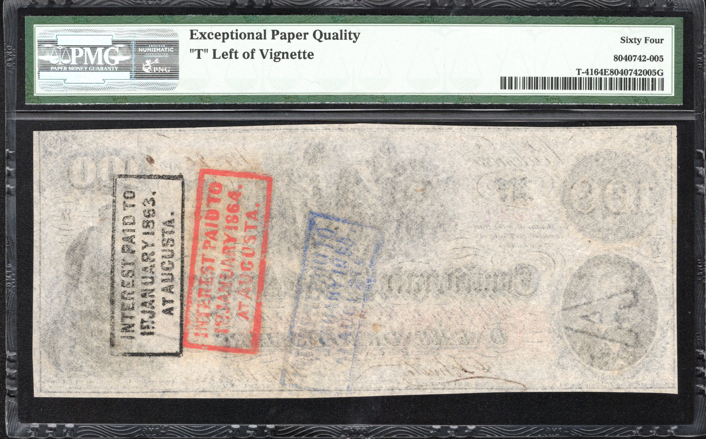 T-41 1862 $100 CONFEDERATE CURRENCY PMG 64 EPQ PF-26 CIVIL WAR NOTE 66926