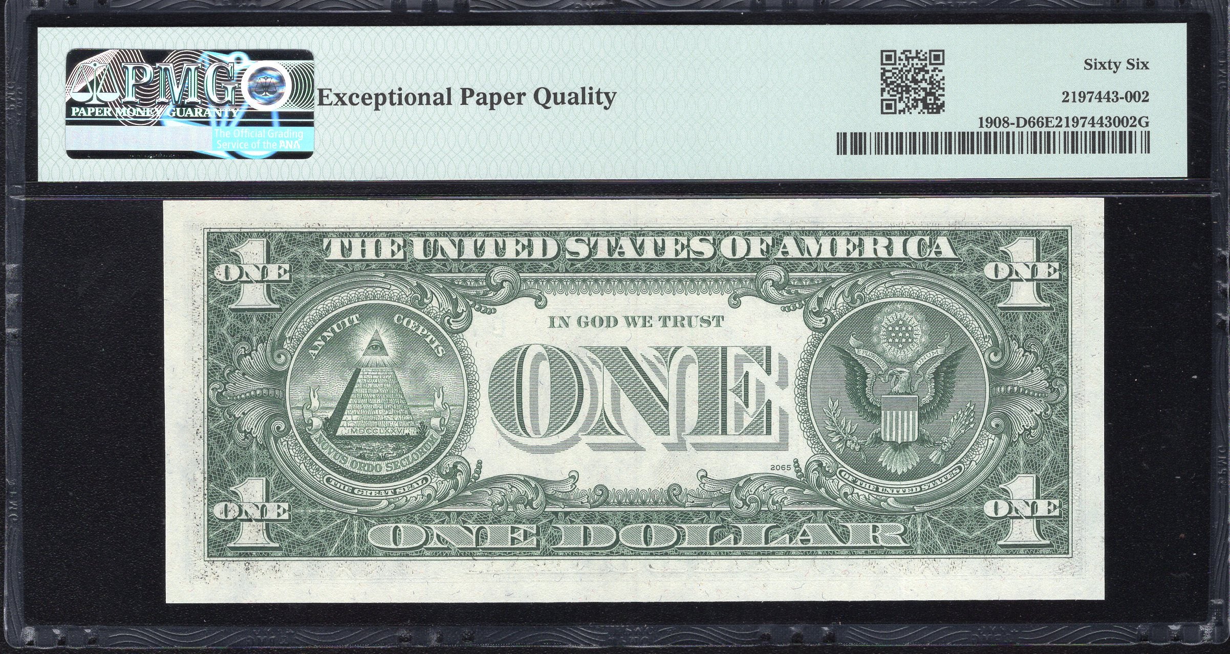 1974 $1 FEDERAL RESERVE NOTE FRN INK SMEAR ERROR PMG 66 EPQ Fr 1908-D