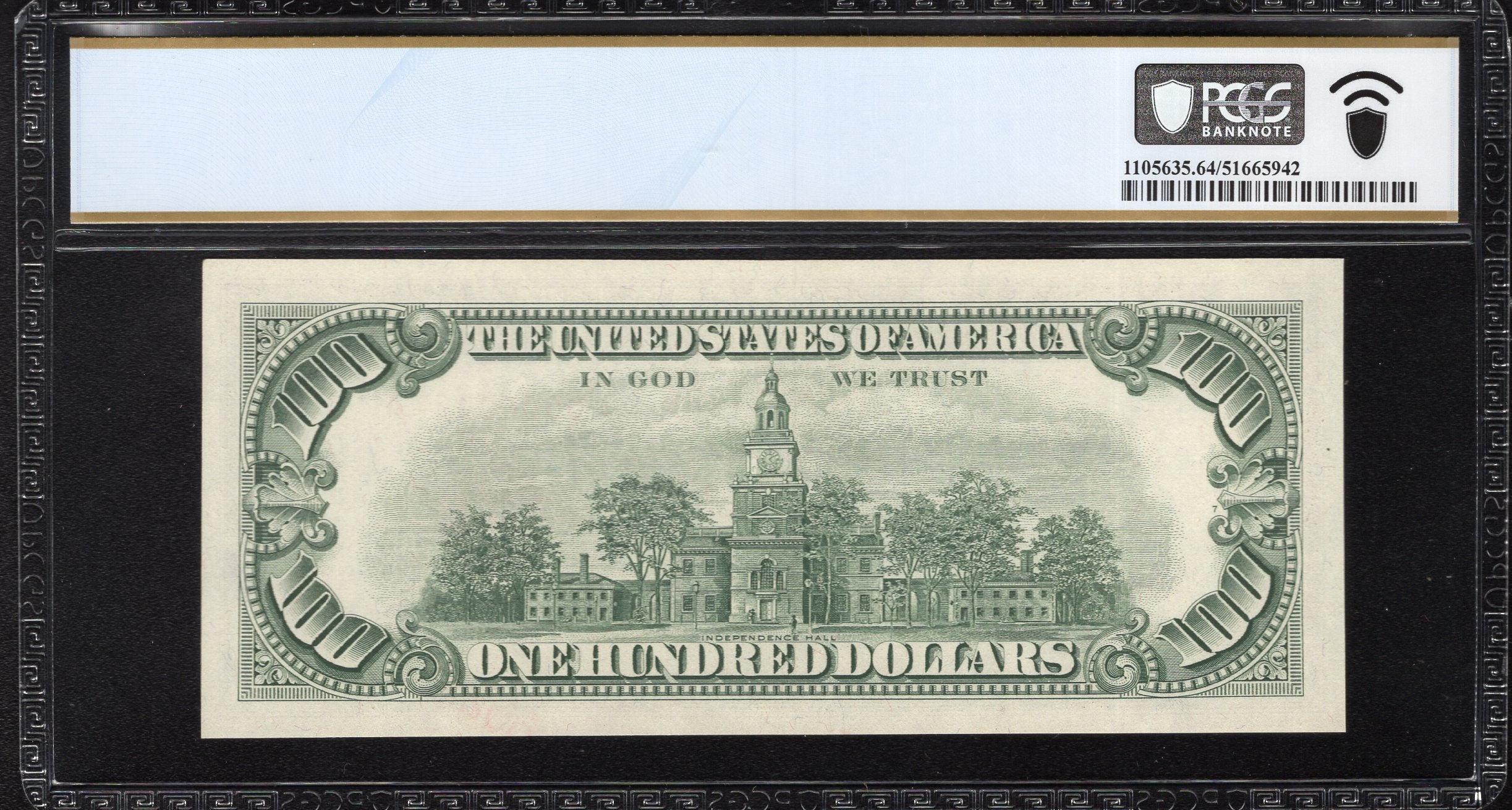 1966 $100 LEGAL TENDER RED SEAL PCGS 64 Fr 1550 60967