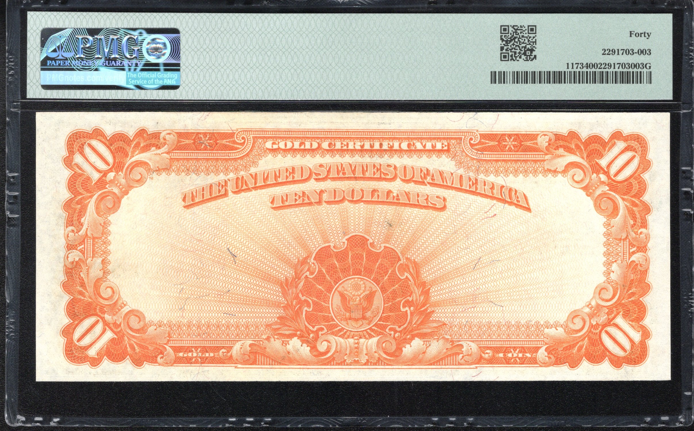 1922 $10 GOLD CERTIFICATE "HILLEGAS" PMG 40 TEN DOLLAR BILL Fr 1173 45991