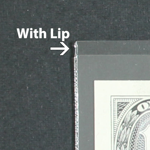 (100) DUPONT MELINEX LARGE SIZE CURRENCY HOLDERS WITH LIP MYLAR BANKNOTE SLEEVES