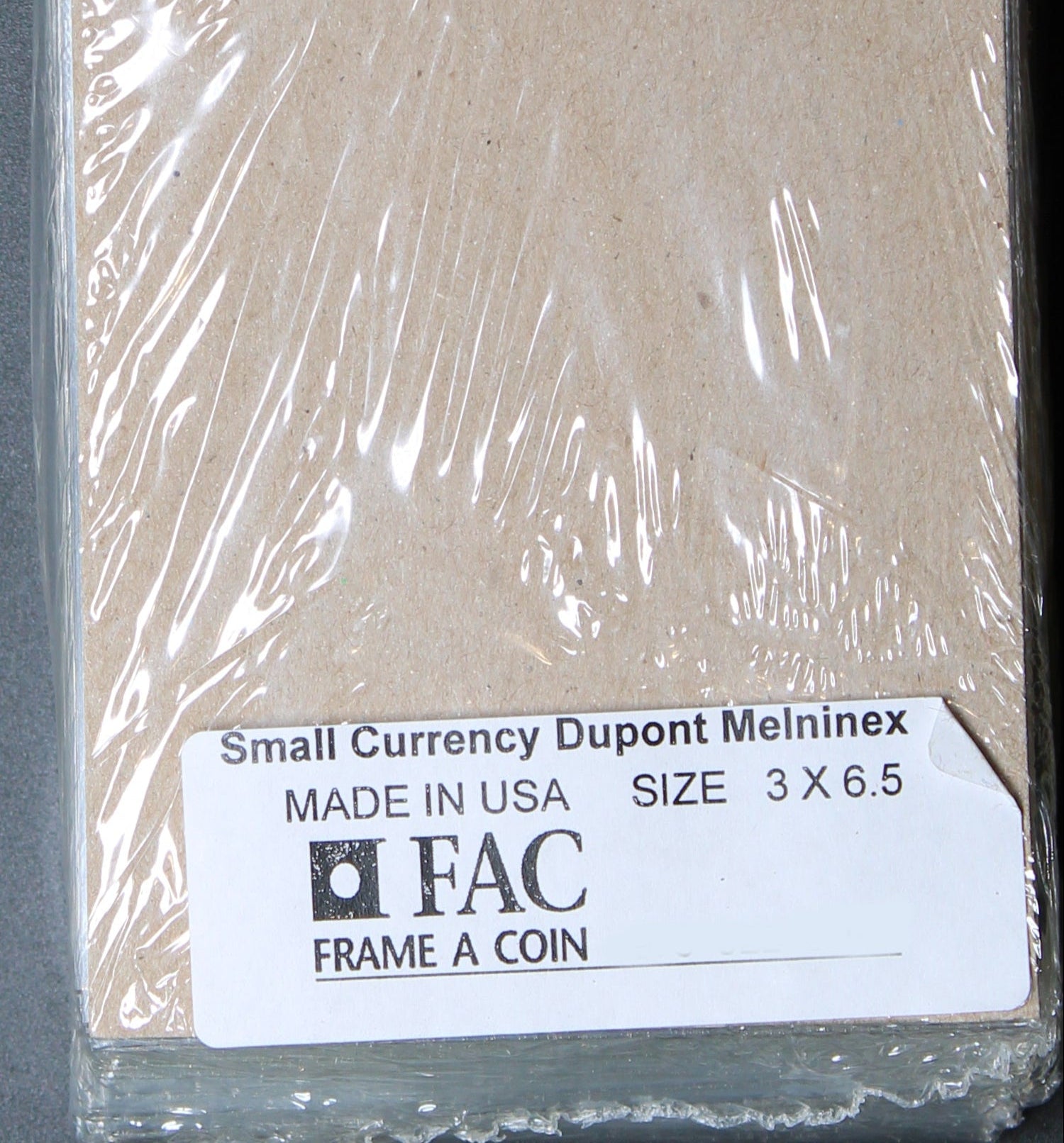 (100) DUPONT MELINEX SMALL SIZE / MODERN CURRENCY HOLDERS NO LIP MYLAR SLEEVES