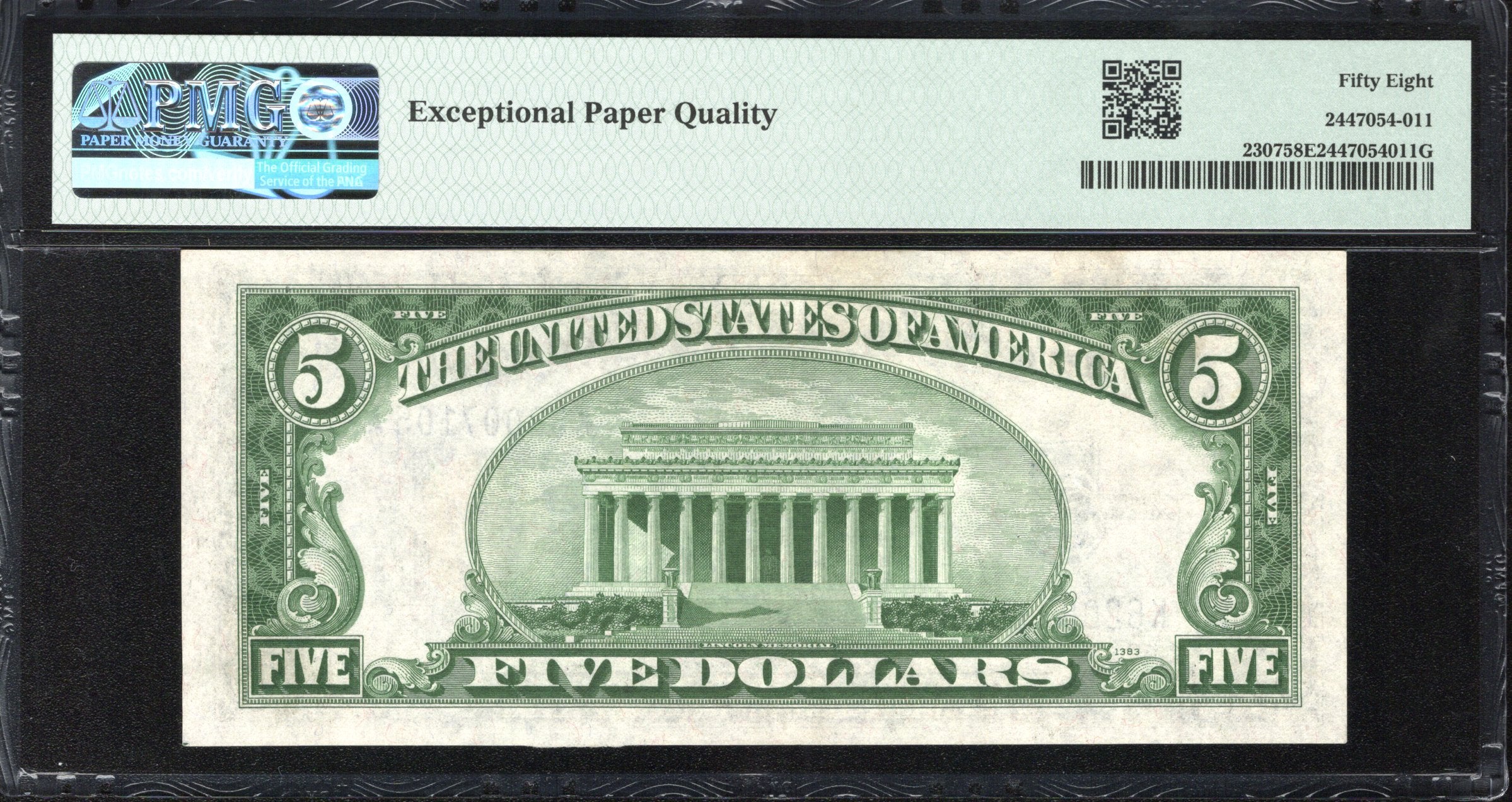 1934-A $5 NORTH AFRICA Silver Certificate PMG 58 EPQ Fr 2307 WWII CURRENCY 07105