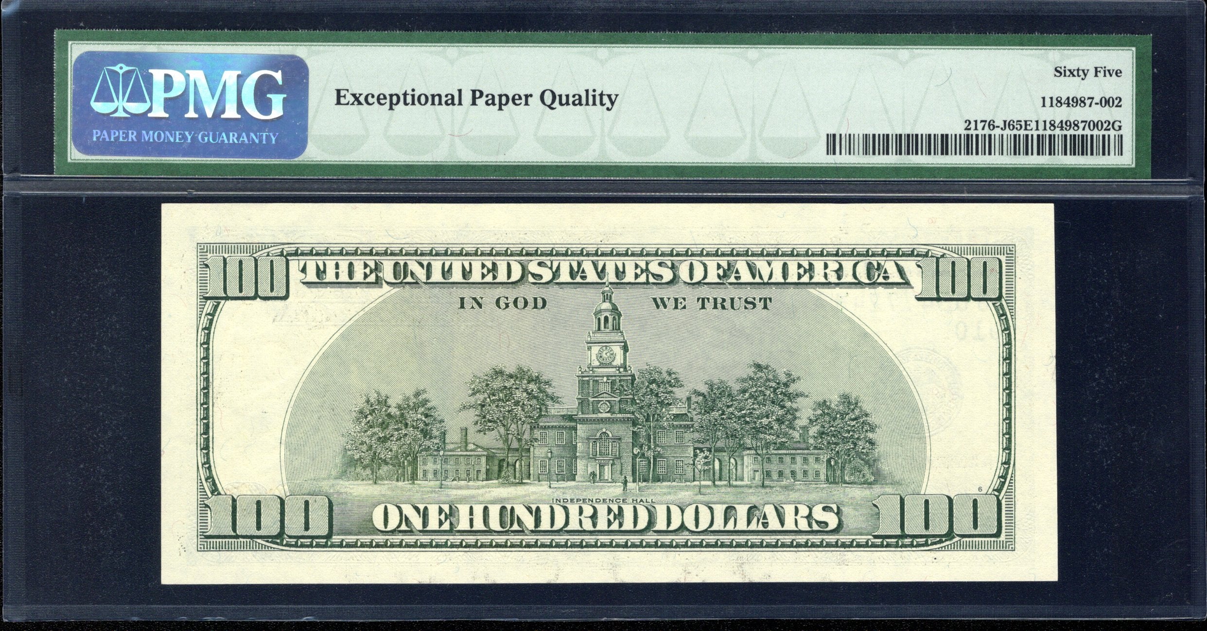 1999 $100 MISSING SEAL ERROR FRN FEDERAL RESERVE NOTE PMG 65 EPQ Fr 2176-J 77243