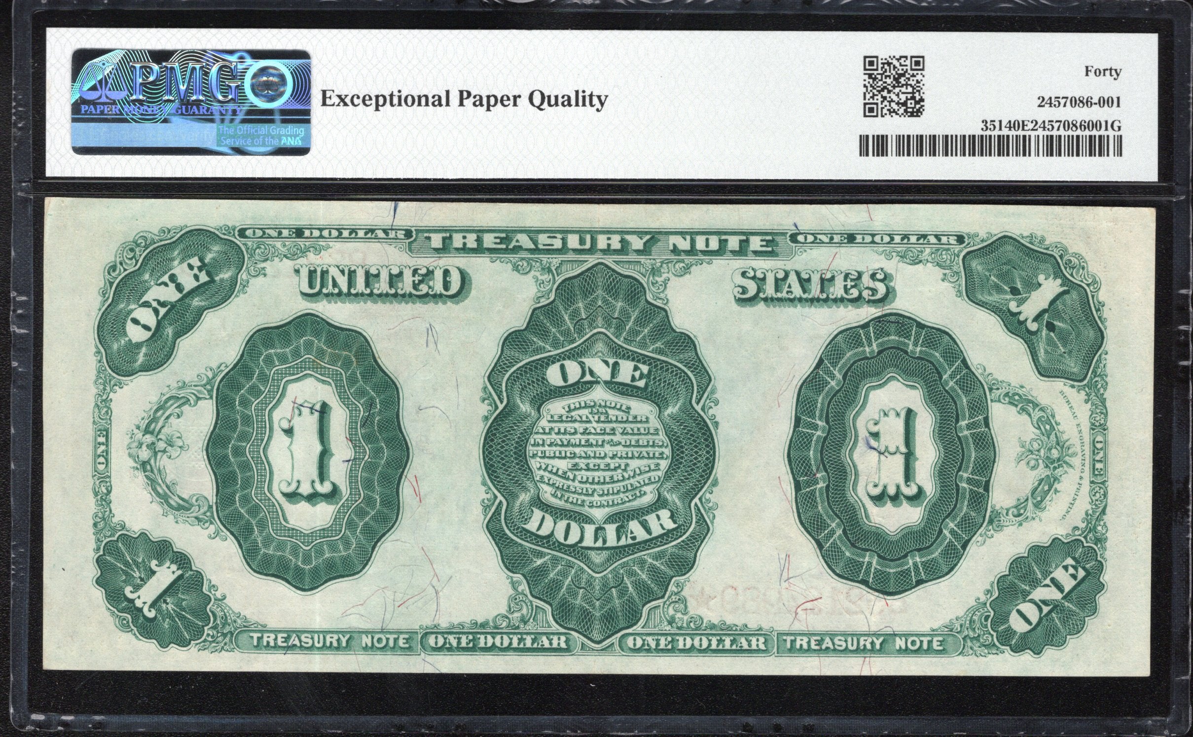 1891 $1 Treasury Note "Stanton" PMG 40 EPQ Fr 351 i24989