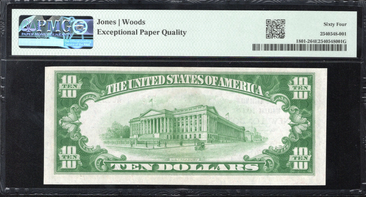 1929 $10 NEW LONDON, CT NATIONAL WHALING BANK PMG 64 EPQ NATIONAL BANK NOTE 5990