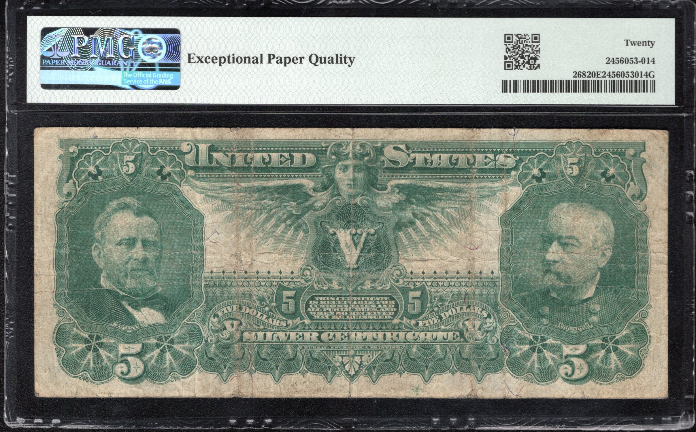 1896 $5 Silver Certificate "Educational" Note PMG 20 EPQ Fr 268 63446