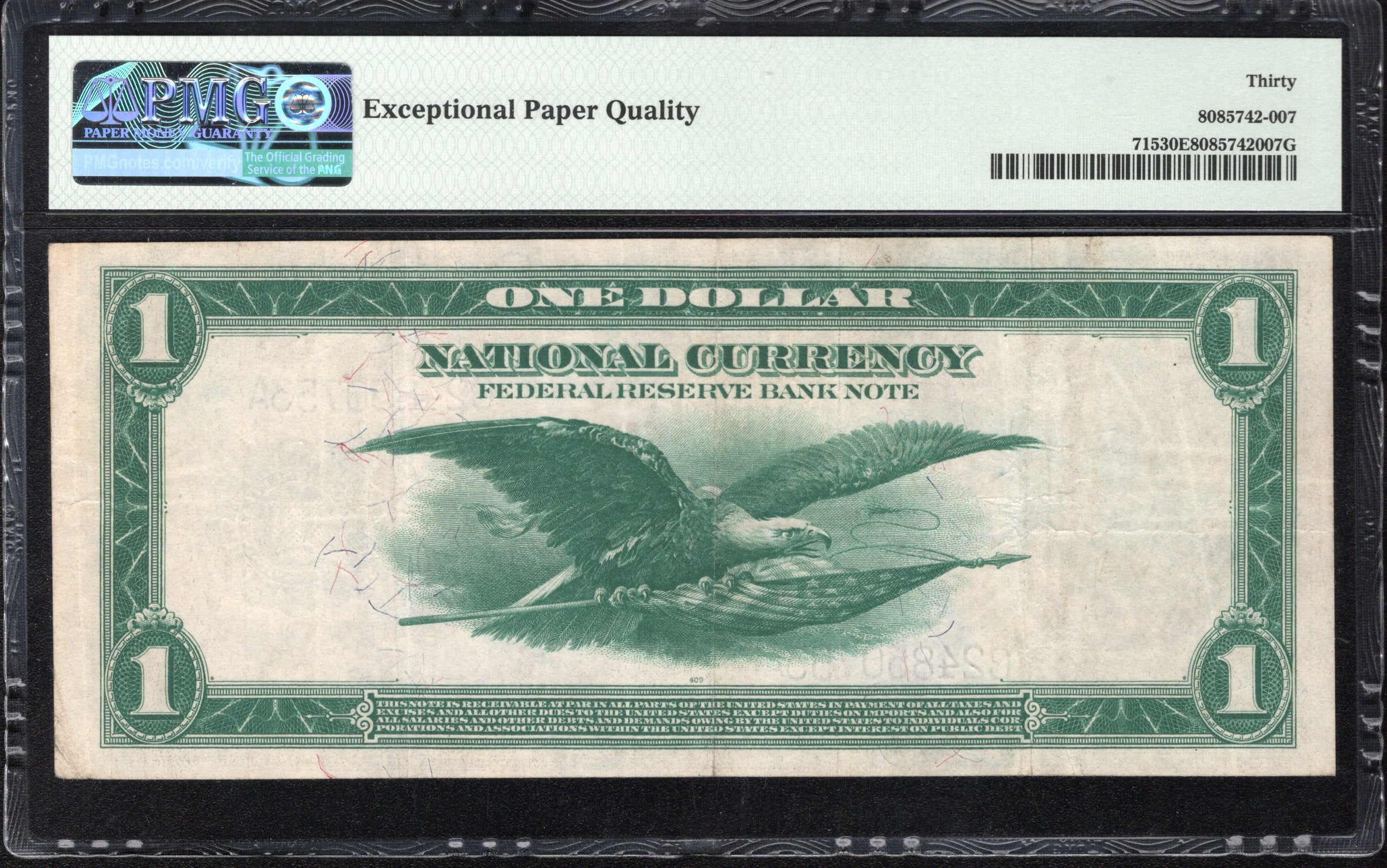 1918 $1 PHILADLEPHIA FRBN GREEN EAGLE PMG 30 EPQ Fr 715 50753