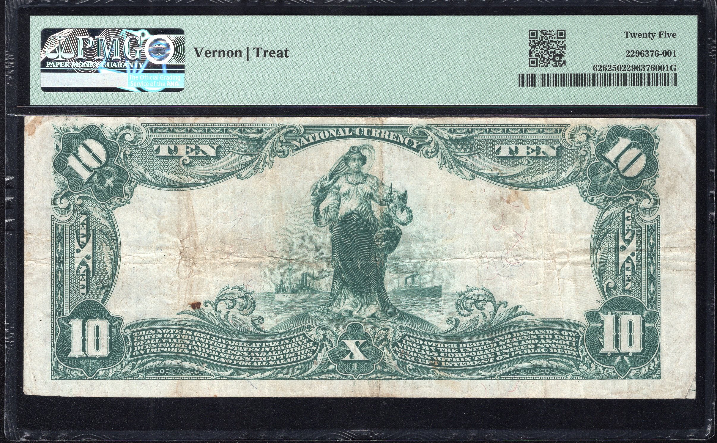 1902 $10 AUBURN, NE NATIONAL BANK NOTE PMG 25 NEMAHA COUNTY NEBRASKA 7384