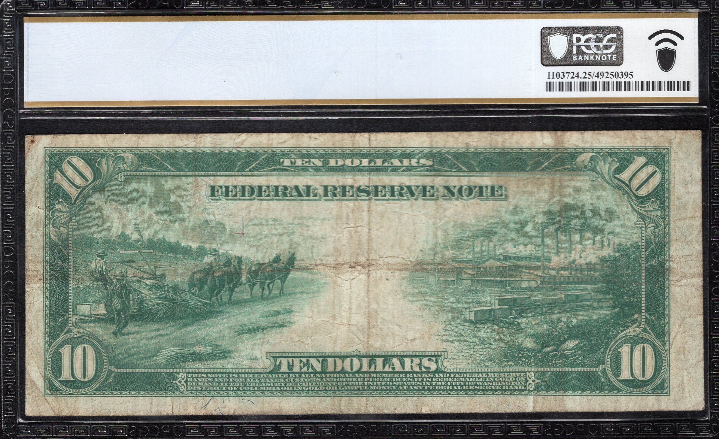 1914 $10 CLEVELAND FRN FEDERAL RESERVE NOTE PCGS 25 Fr 916 03928