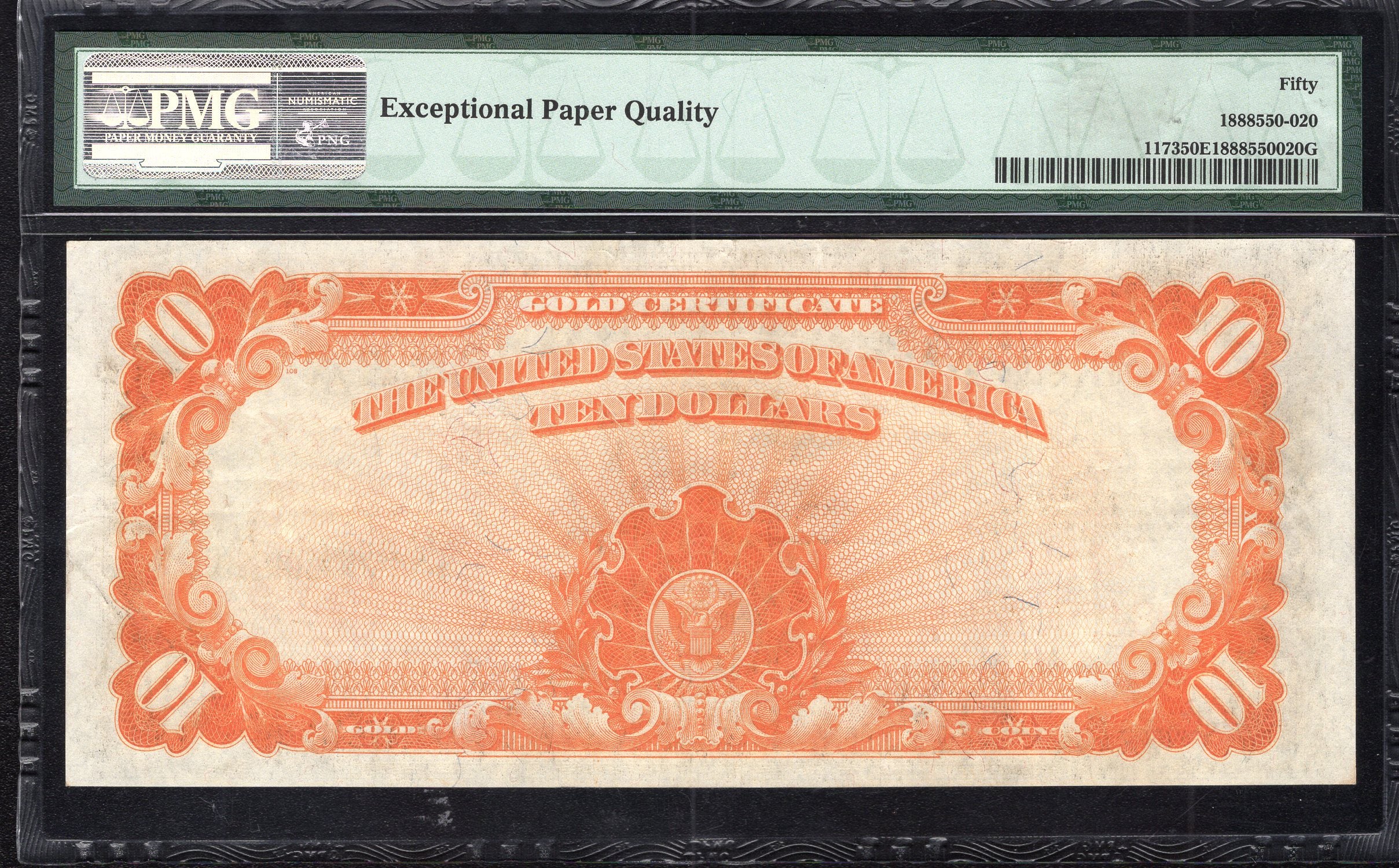 1922 $10 GOLD CERTIFICATE "HILLEGAS" PMG 50 EPQ  Fr 1173 30440