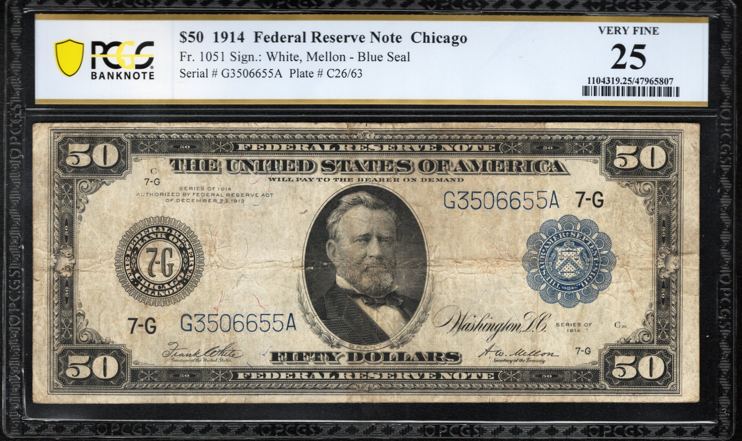 1914 $50 PHILADELPHIA FRN FEDERAL RESERVE NOTE PCGS 25 Fr 1051 06655